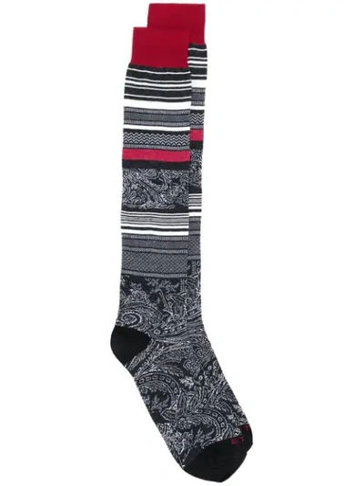 Shop Etro Paisley Print Long Socks In 1