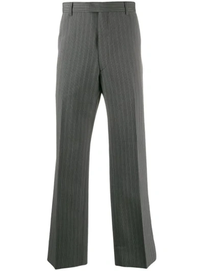 Shop Prada Striped Tailored Trousers In Grey