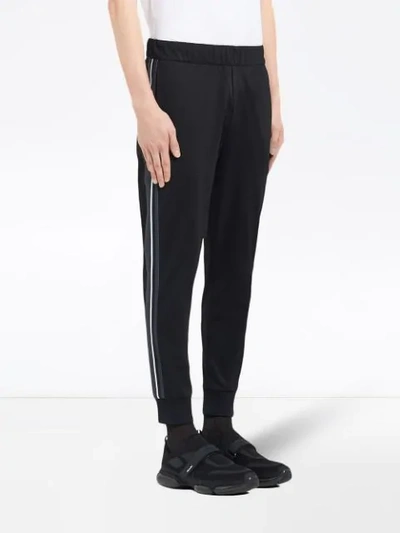 Shop Prada Side Stripe Track Pants In Black