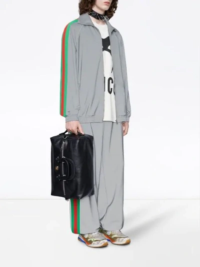 Shop Gucci Reflective Web Stripe Sport Jacket - Metallic