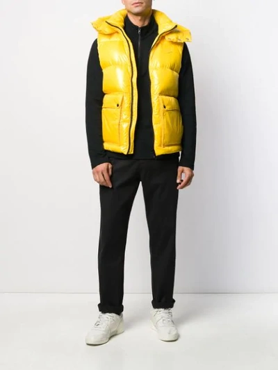 Shop Duvetica Hooded Padded Gilet In Yellow