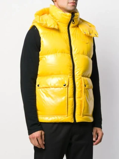 Shop Duvetica Hooded Padded Gilet In Yellow