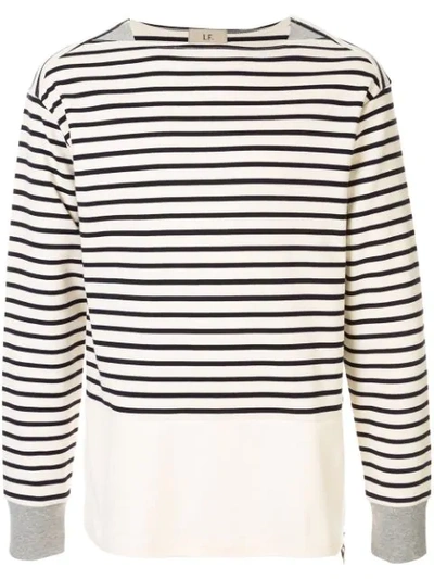 Shop Loveless Striped Boatneck Sweatshirt In White