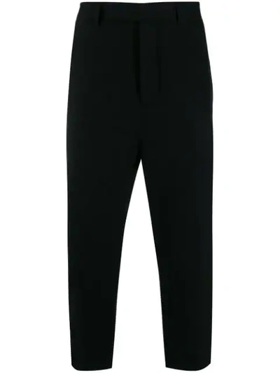 RICK OWENS SLIM CROPPED TROUSERS - 黑色