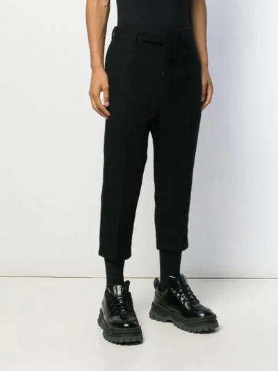 RICK OWENS SLIM CROPPED TROUSERS - 黑色