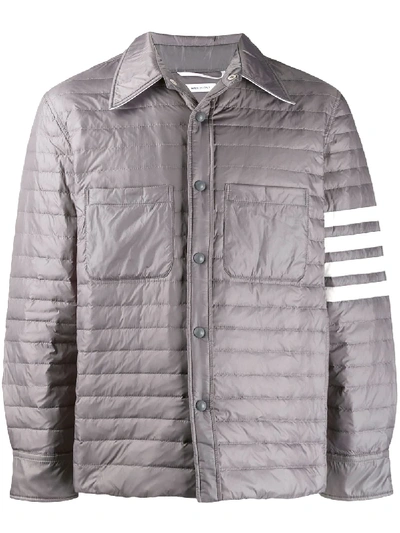 Shop Thom Browne 4-bar Down Fill Shirt Jacket In Grey