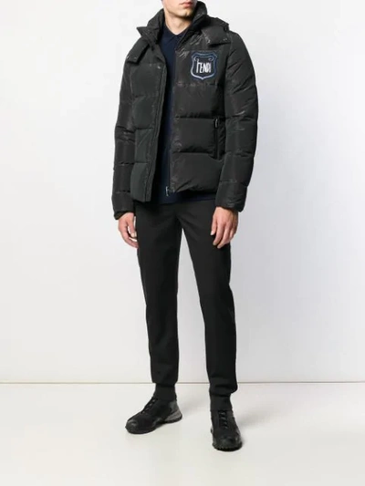Shop Fendi Logo-patch Puffer Jacket In Black