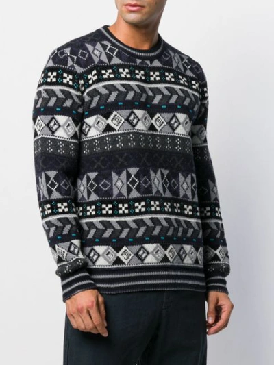 Shop Roberto Collina Intarsia Knit Jumper In Blue