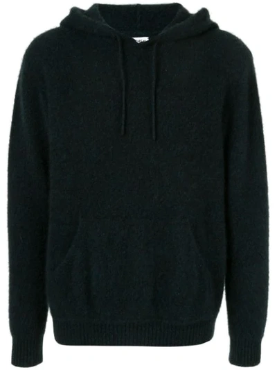 Shop Coohem Knitted Pullover Hoodie In Blue