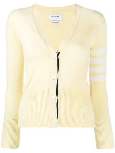 Shop Thom Browne 4-bar Stripe Cardigan In Yellow