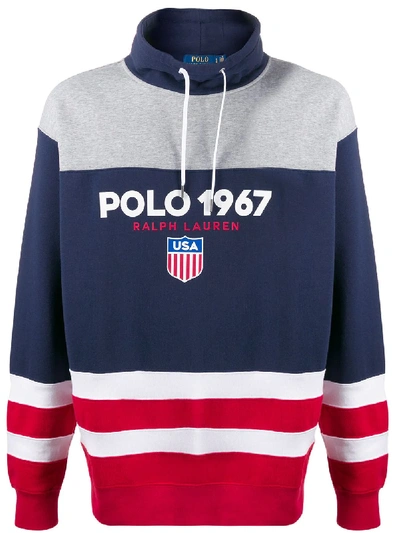 Shop Polo Ralph Lauren Colour-blocked Logo Sweatshirt In Blue