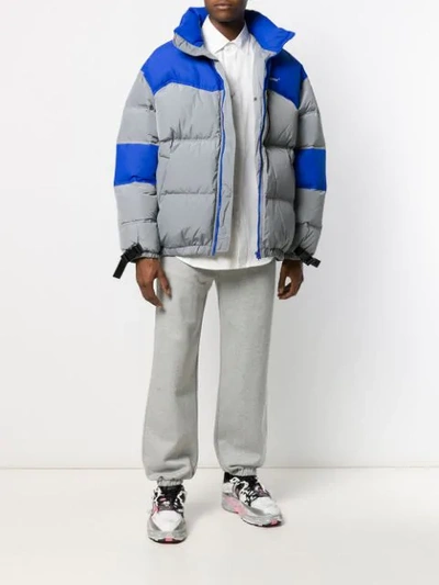 Shop Ader Error Two-tone Puffer Jacket In Grey