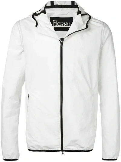 Shop Herno Hooded Lightweight Jacket - White