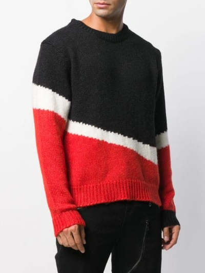 Shop Neil Barrett Colour Block Knitted Jumper In Black