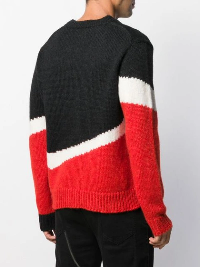 Shop Neil Barrett Colour Block Knitted Jumper In Black