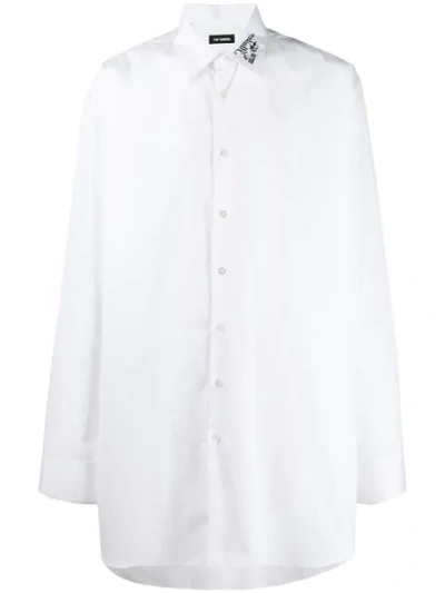 Shop Raf Simons Embroidered Collar Oversized Shirt In 00010 White