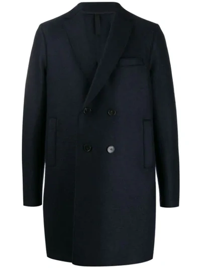 Shop Harris Wharf London Double-breasted Coat In Blue