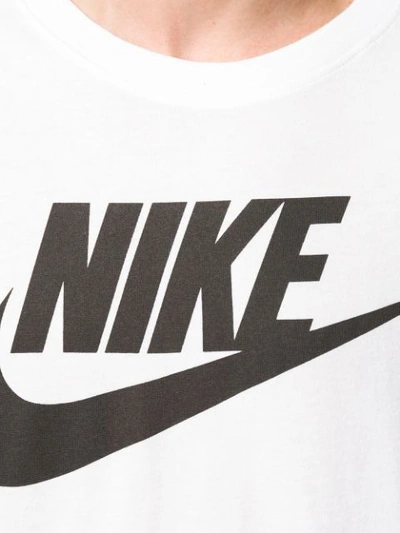 Shop Nike Logo Print Long-sleeved T-shirt In White