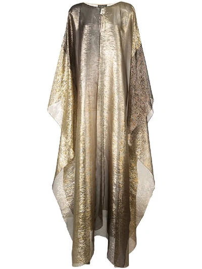 Shop Oscar De La Renta Lamé Mousseline Caftan Gown In Gold
