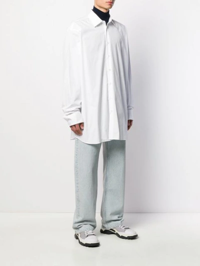 Shop Raf Simons Embroidered Poplin Shirt In White