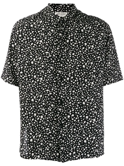 Shop Saint Laurent Polka Dot Print Shirt In Black