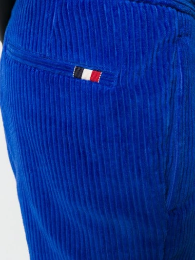 Shop Moncler Cropped Corduroy Track Pants In Blue