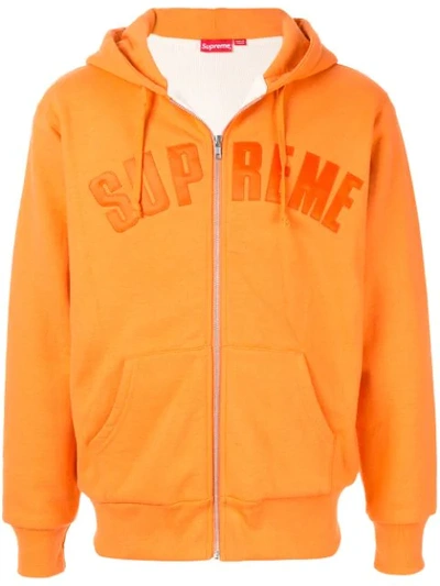 Arc Logo Thermal Zip-up Hoodie In Orange