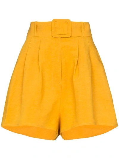Shop Adriana Degreas High-waisted Belted Shorts In Yellow