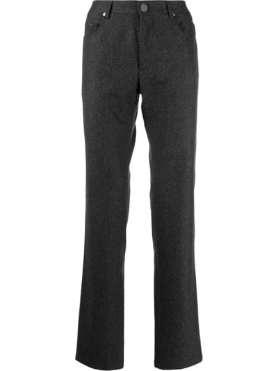 Shop Corneliani Plain Straight Trousers In Grey