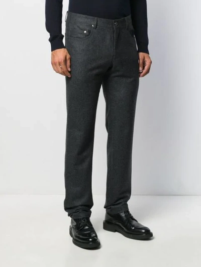 Shop Corneliani Plain Straight Trousers In Grey