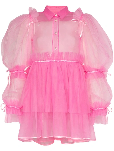 Shop Viktor & Rolf Mary Darling Pouf Sleeve Tulle Dress In Pink