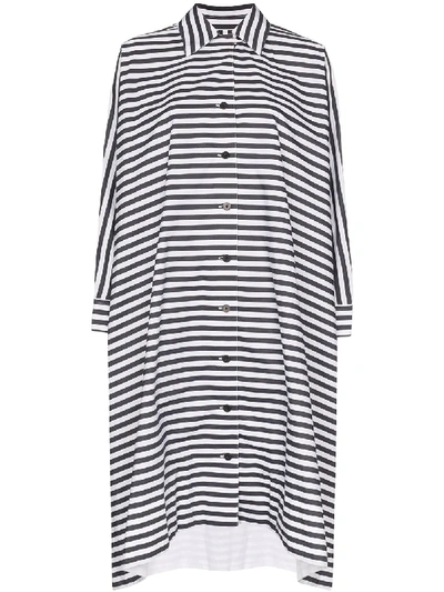 Shop Rosetta Getty Striped Shift Midi Dress In Black