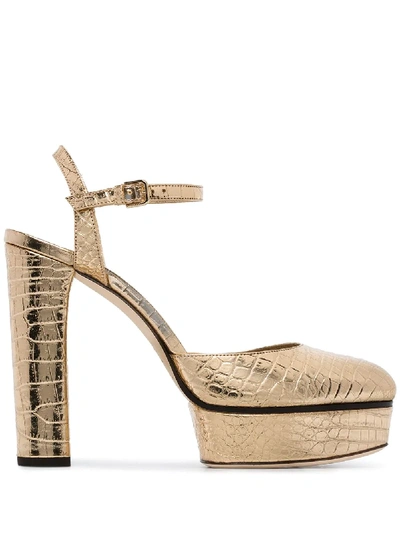 Shop Jimmy Choo Maple 125mm Crocodile In 金色