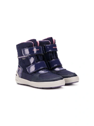 Geox Touch Strap Patent Snow Boots In Purple