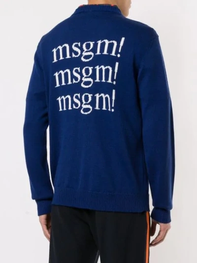 Shop Msgm Knitted Jumper In Blue