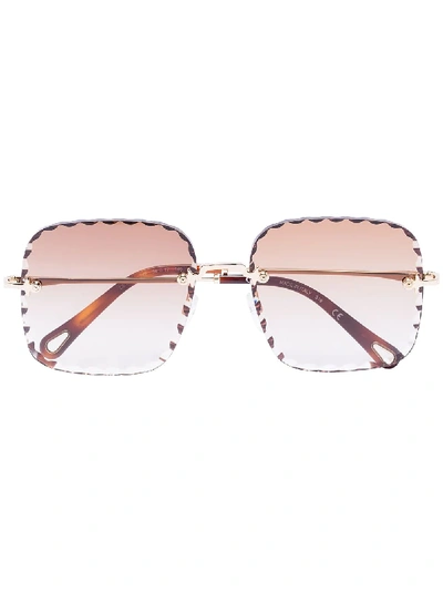Shop Chloé Rosie Square-frame Sunglasses In Brown
