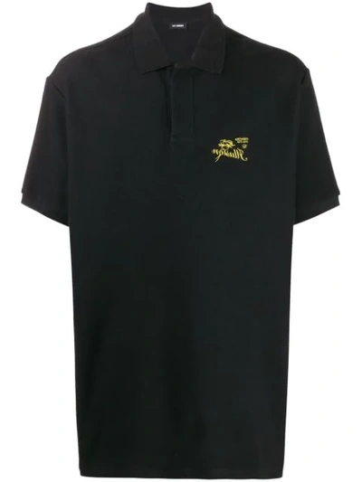Shop Raf Simons Reversed Logo Polo Shirt In Black