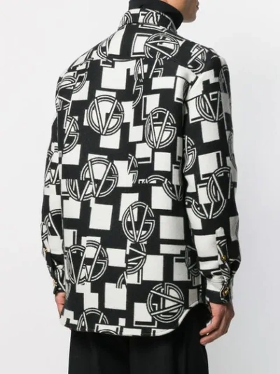 Shop Versace Gv Motif Shirt Jacket In Black