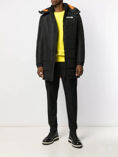 Shop Les Hommes Zip-front Hooded Coat In Black