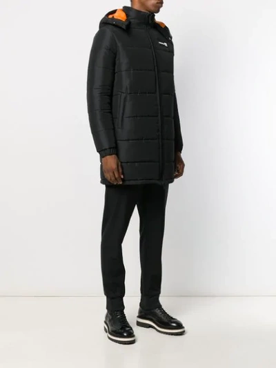 Shop Les Hommes Zip-front Hooded Coat In Black