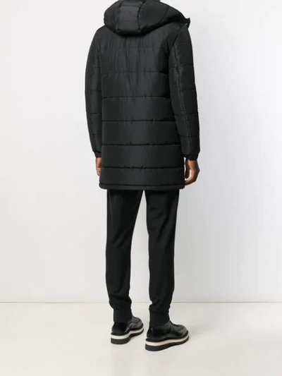 Shop Les Hommes Zip-front Hooded Coat In Black