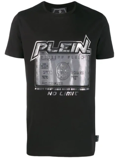 Shop Philipp Plein Metallic Logo T-shirt In Black