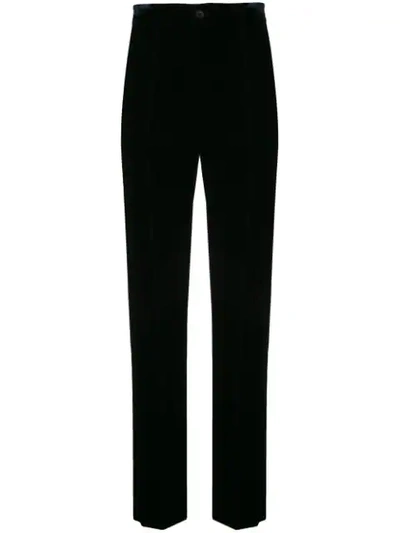 Shop Giorgio Armani Tailored Velvet Trousers In Blue