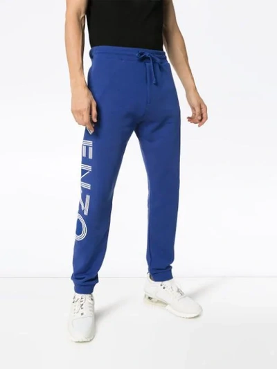 Shop Kenzo Logo Print Track Trousers In Blue