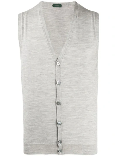 Shop Zanone Sleeveless V-neck Cardigan In Grey