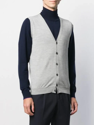 Shop Zanone Sleeveless V-neck Cardigan In Grey