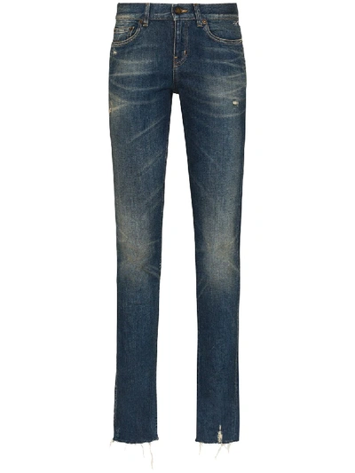 Shop Saint Laurent Low Rise Straight-leg Jeans In Blue