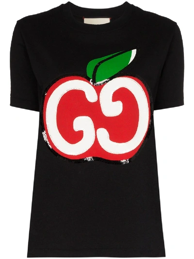 Shop Gucci Gg Apple Logo T-shirt In Black