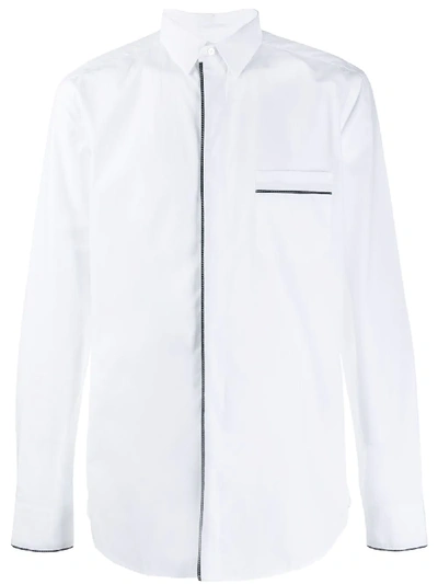 Shop Fendi Contrasting Trim Buttoned Shirt In White