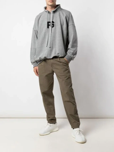 Shop Fear Of God Drawstring Collar Sweatshirt In Grey